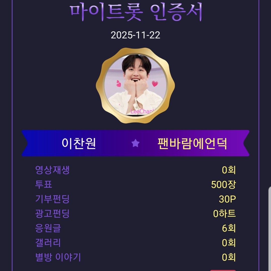 이찬원의 비하인드 컷