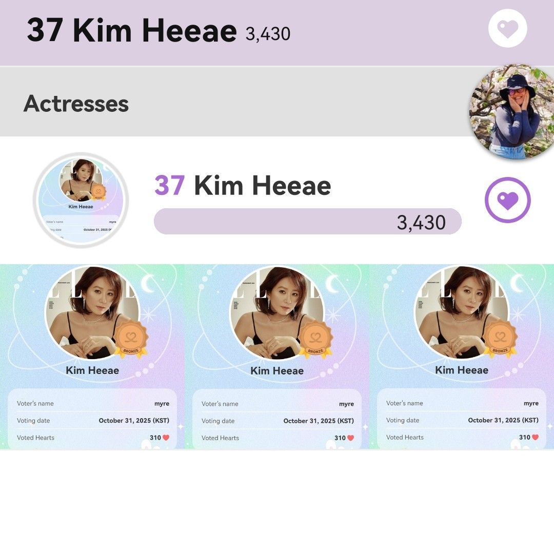 Recent activity shot of Kim Heeae