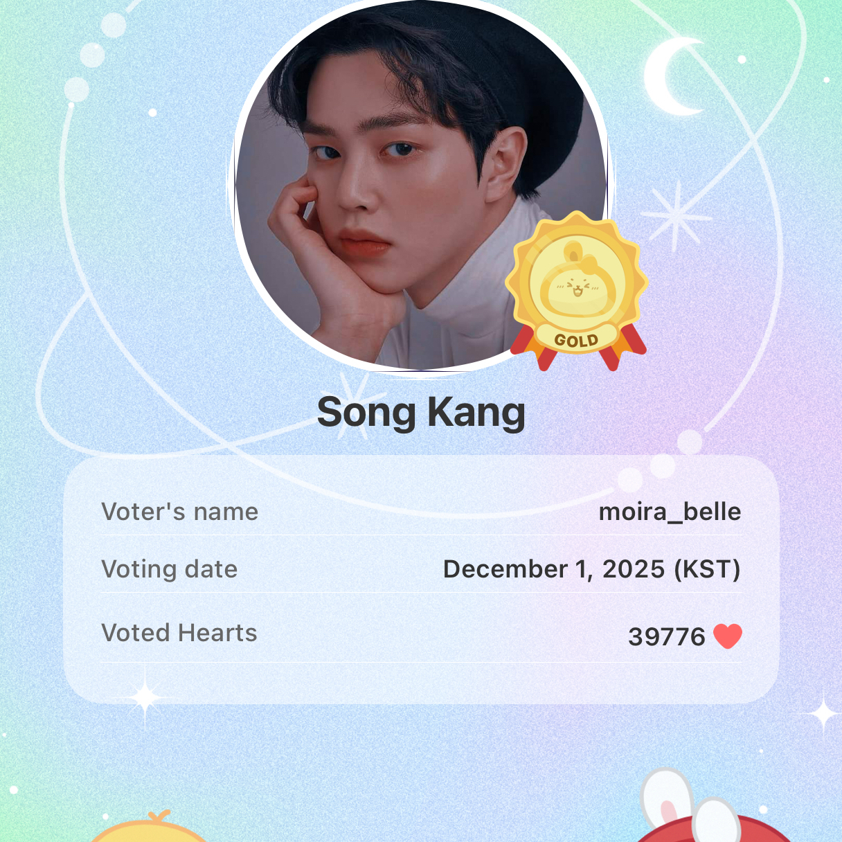 Recent activity shot of Song Kang