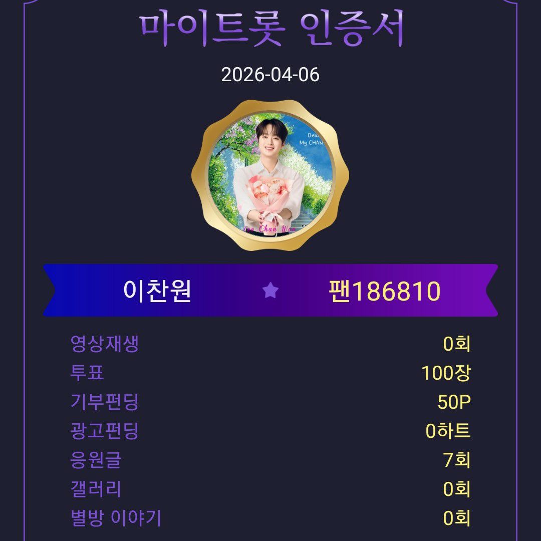 이찬원의 비하인드 컷