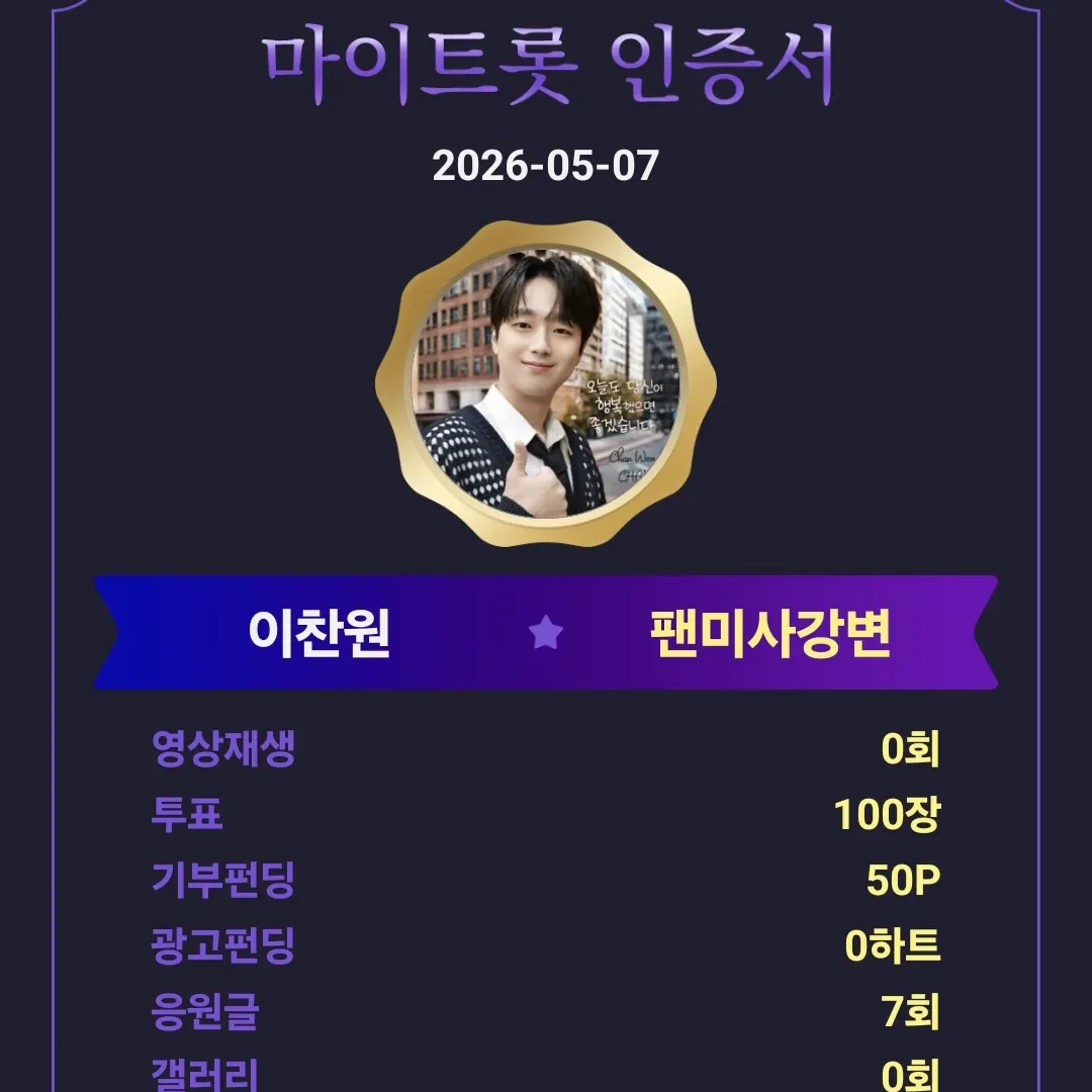 이찬원의 비하인드 컷