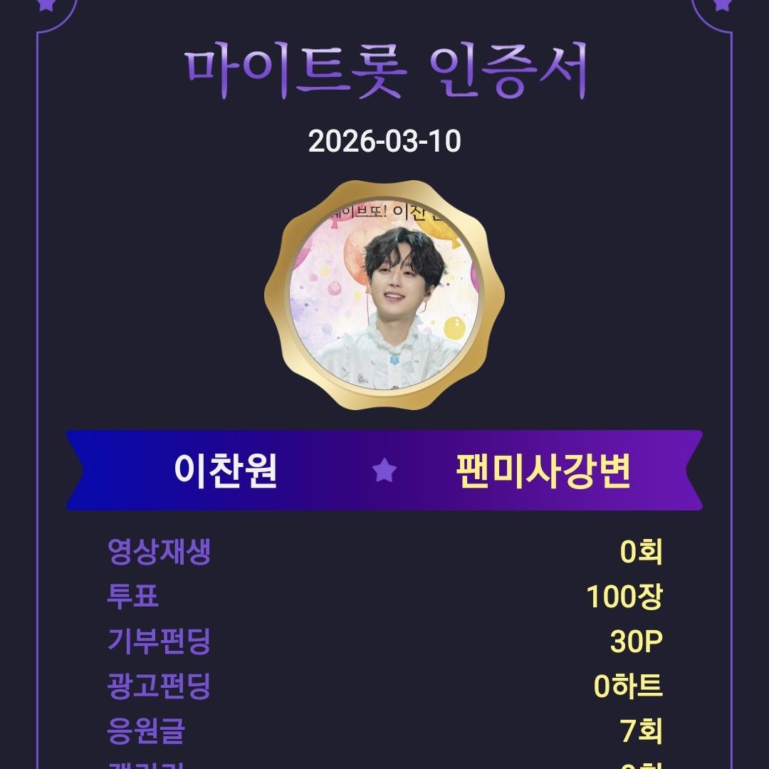 이찬원의 비하인드 컷