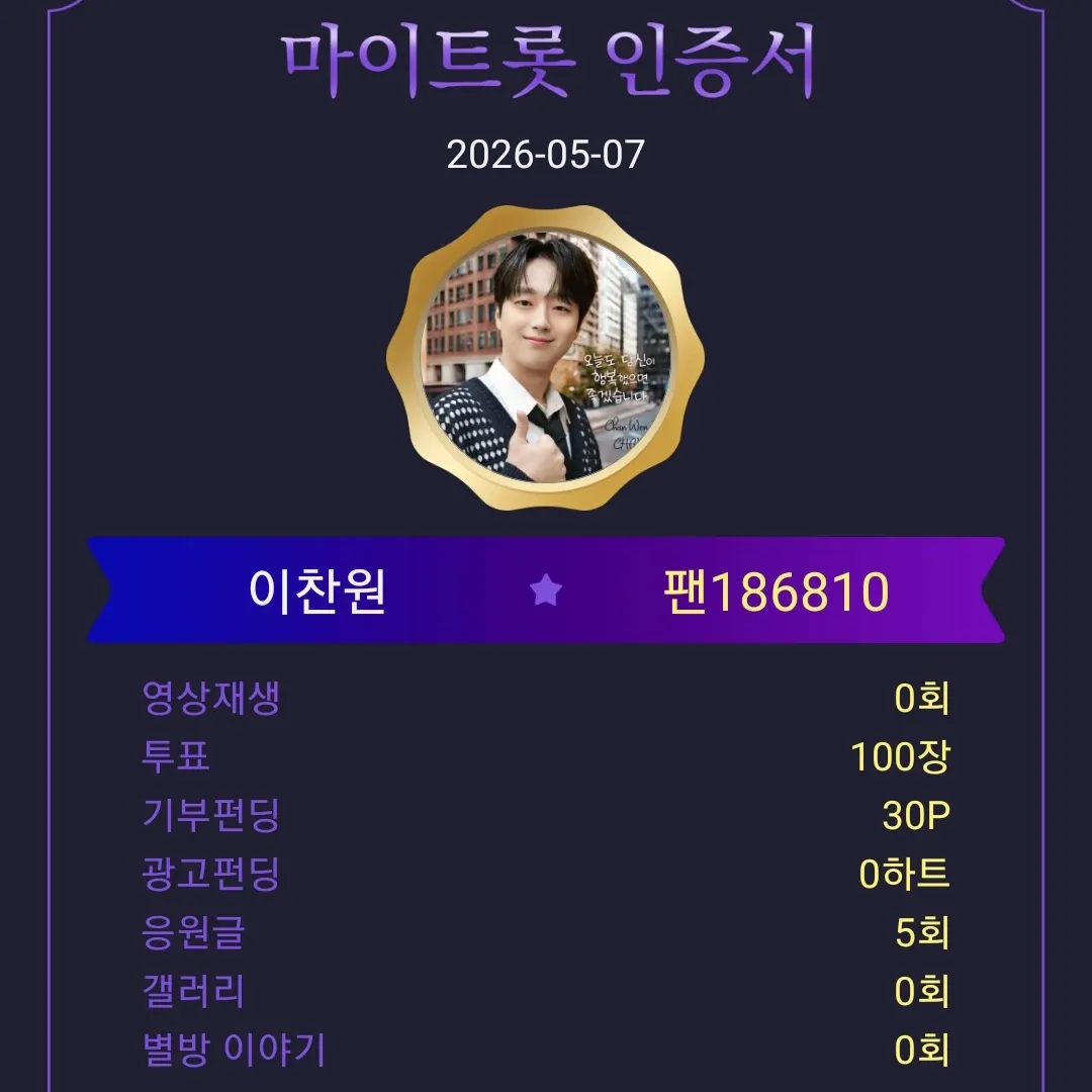 이찬원의 비하인드 컷