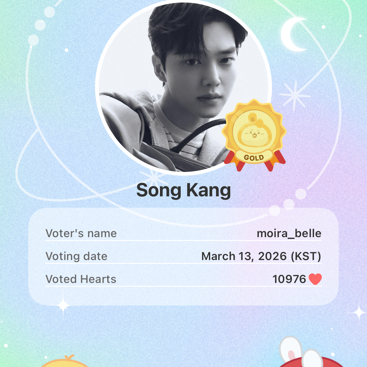 Recent activity shot of Song Kang