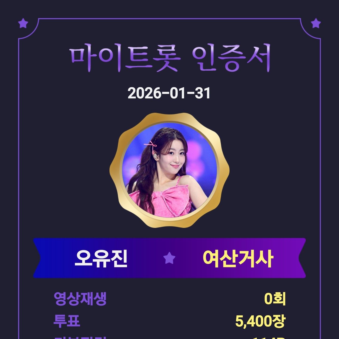 Latest photo of Oh Yujin