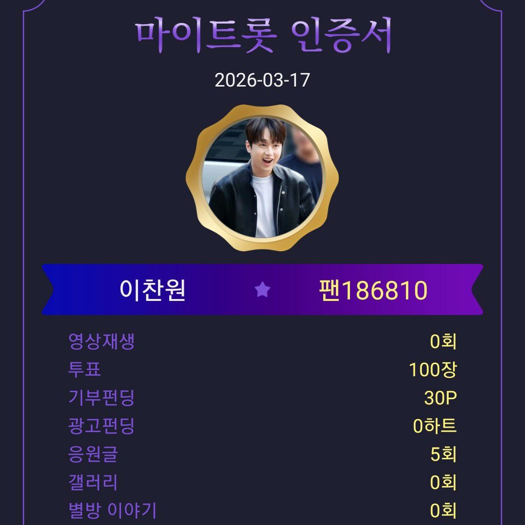 이찬원의 비하인드 컷