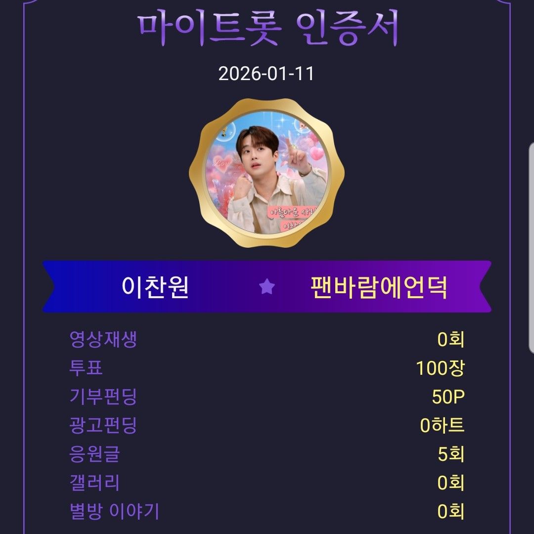 이찬원의 비하인드 컷