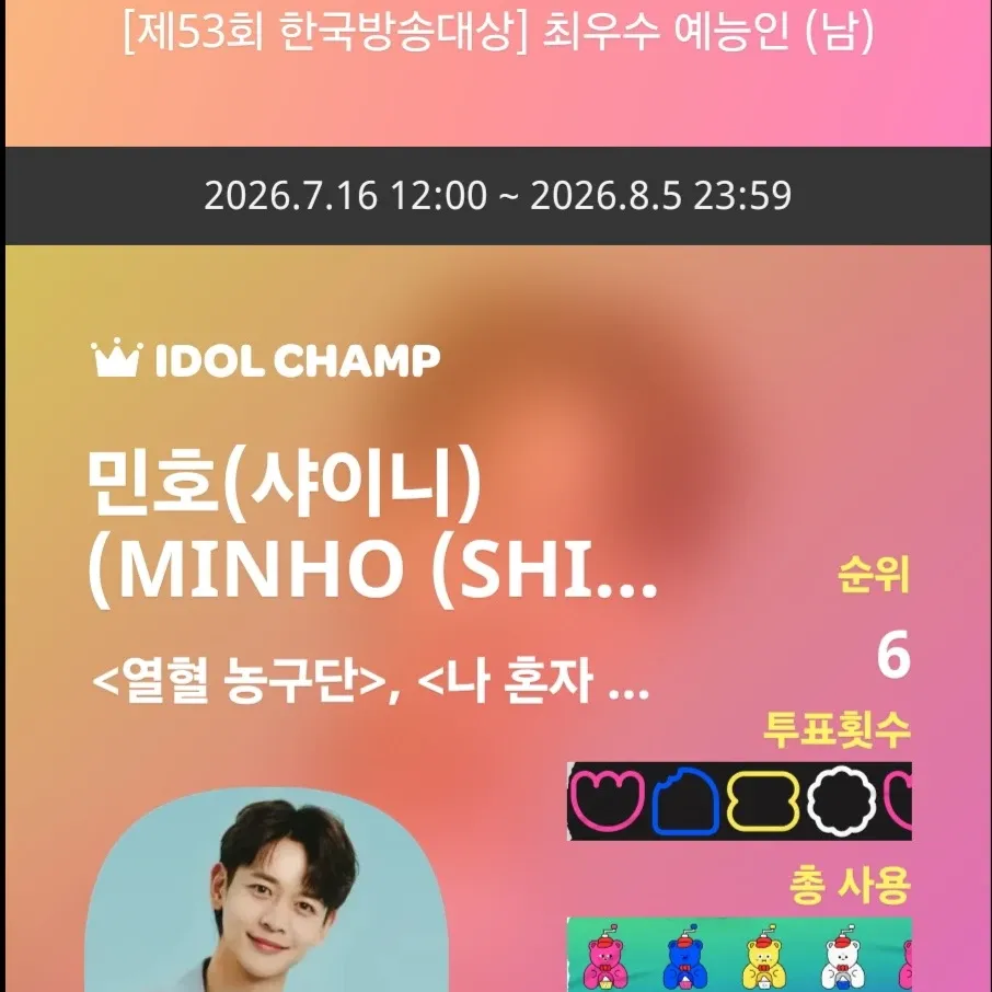 Recent activity shot of Choi Minho