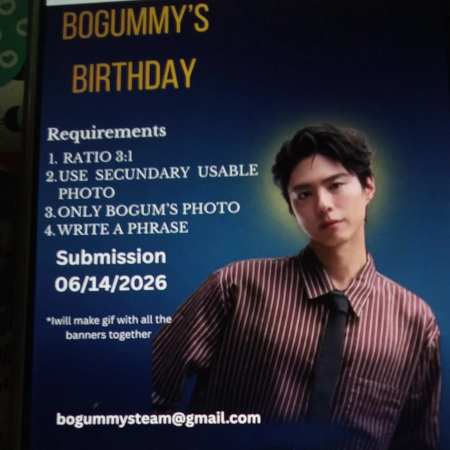 Recent activity shot of Park Bogum