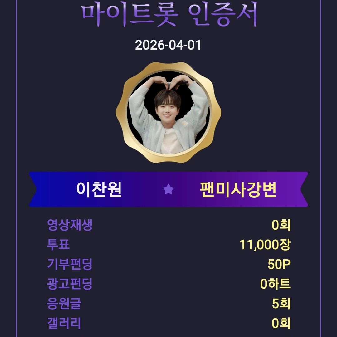 이찬원의 비하인드 컷