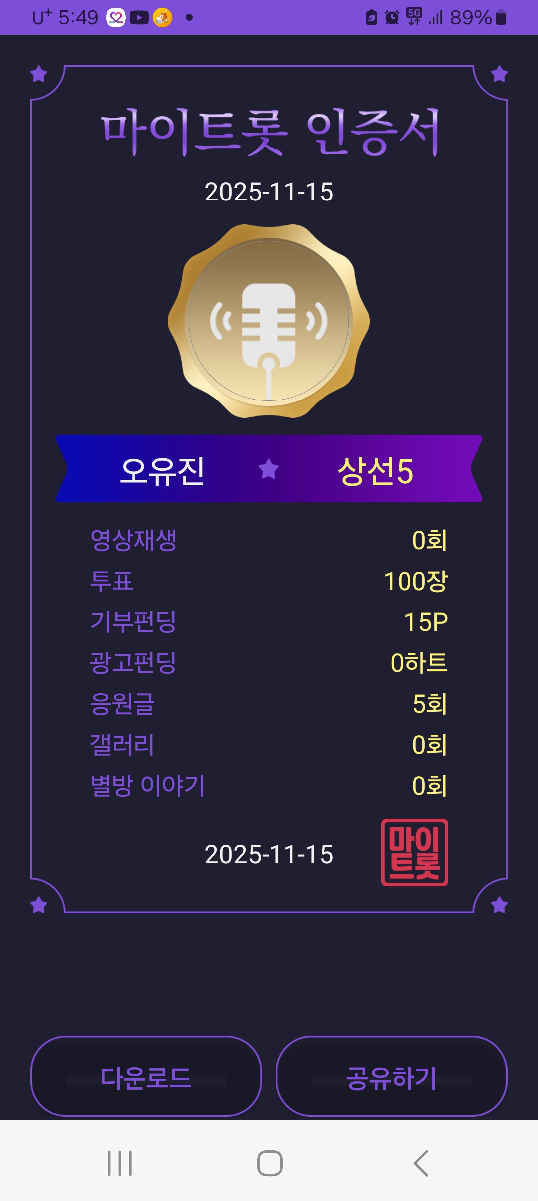 Recent activity shot of Oh Yujin