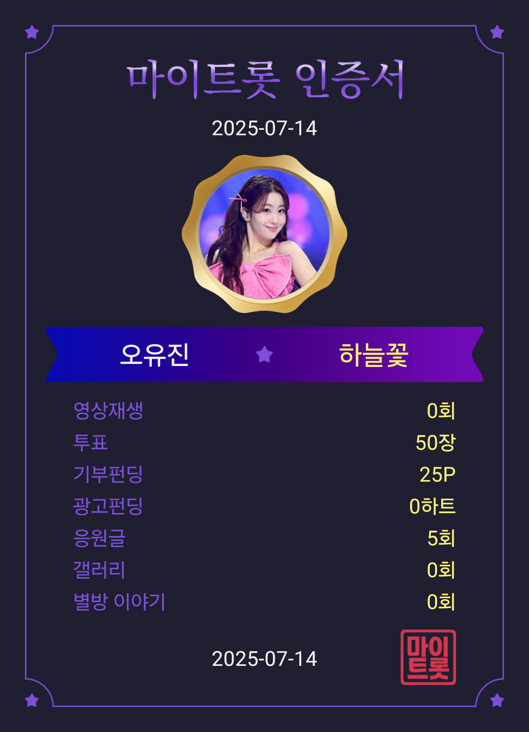 Recent activity shot of Oh Yujin