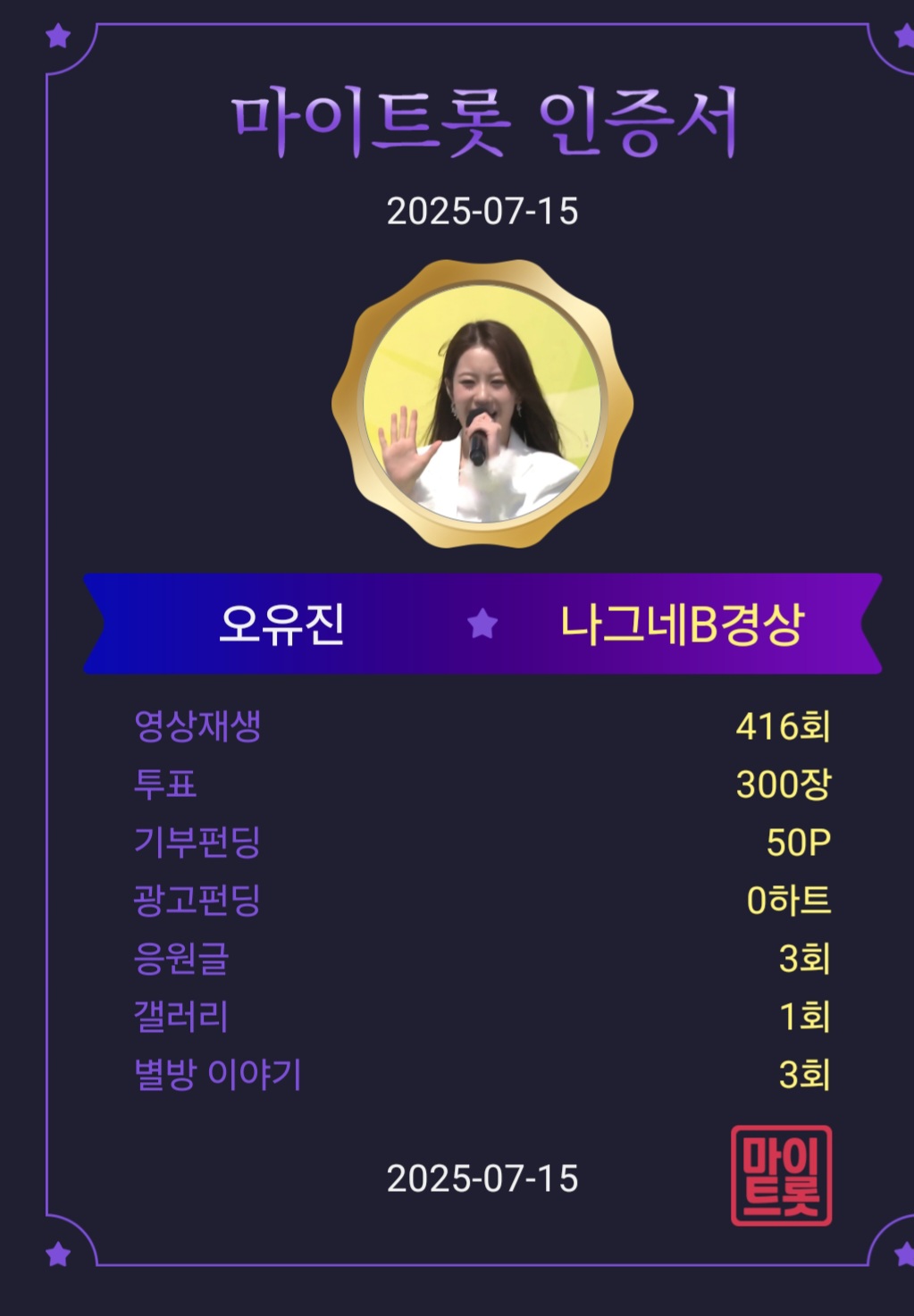 Recent activity shot of Oh Yujin