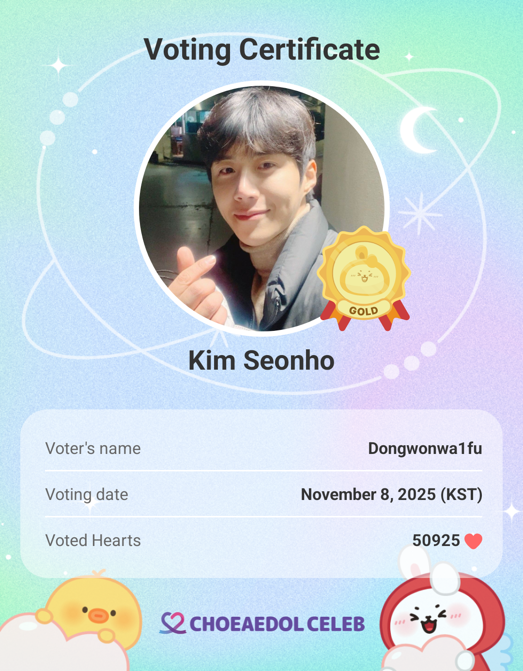 Recent activity shot of Kim Seonho