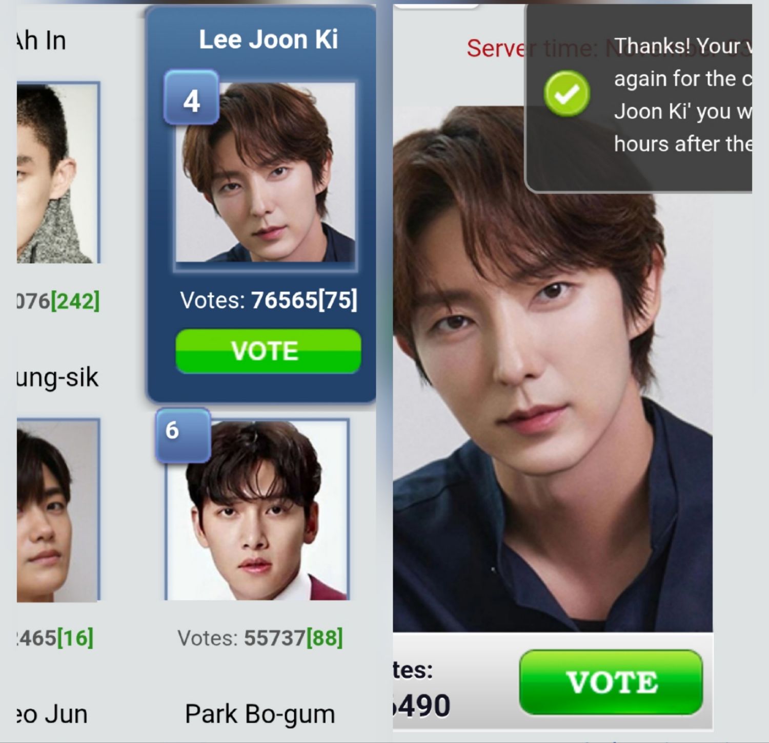 Recent activity shot of Lee Joongi