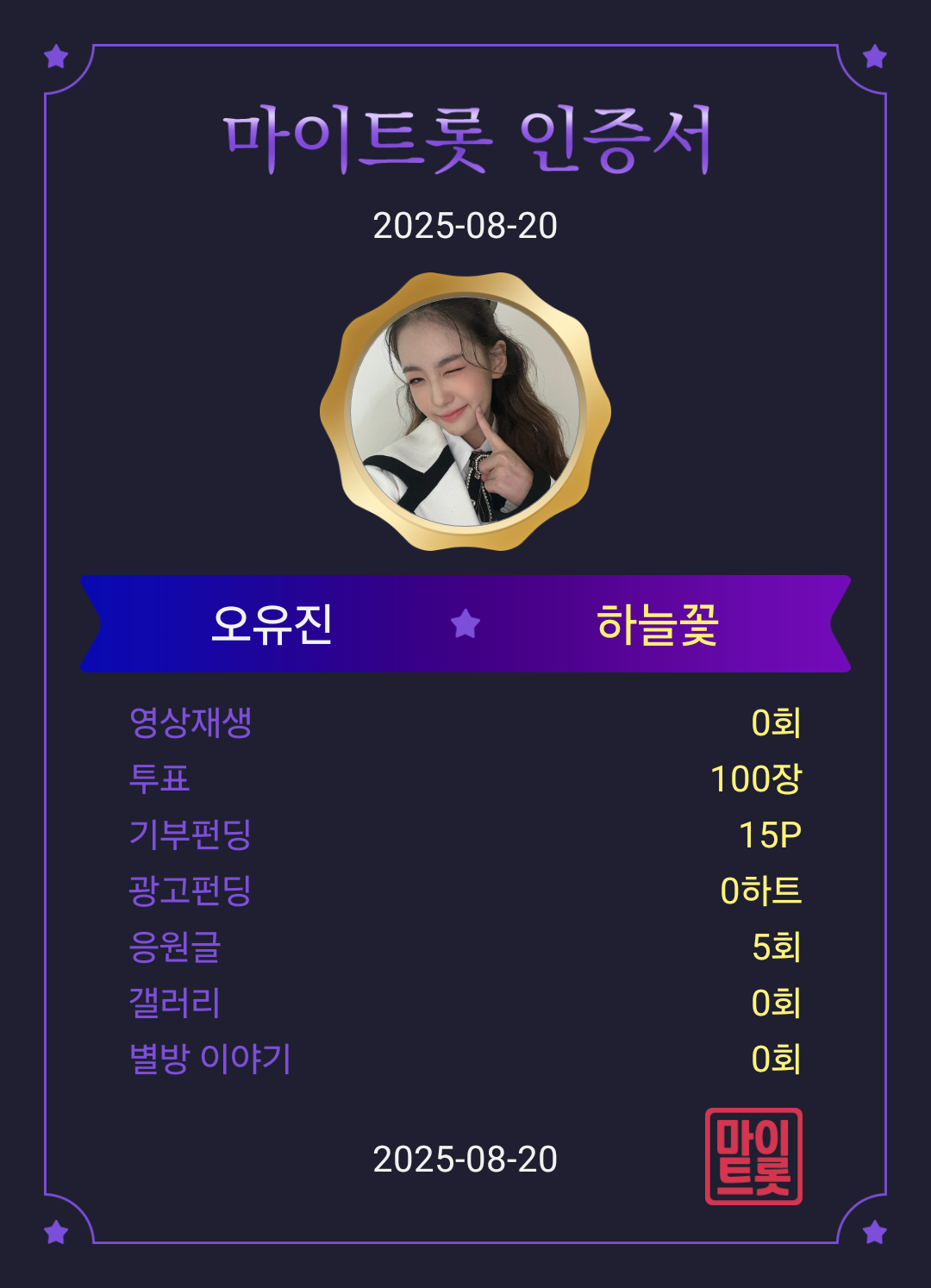 Recent activity shot of Oh Yujin