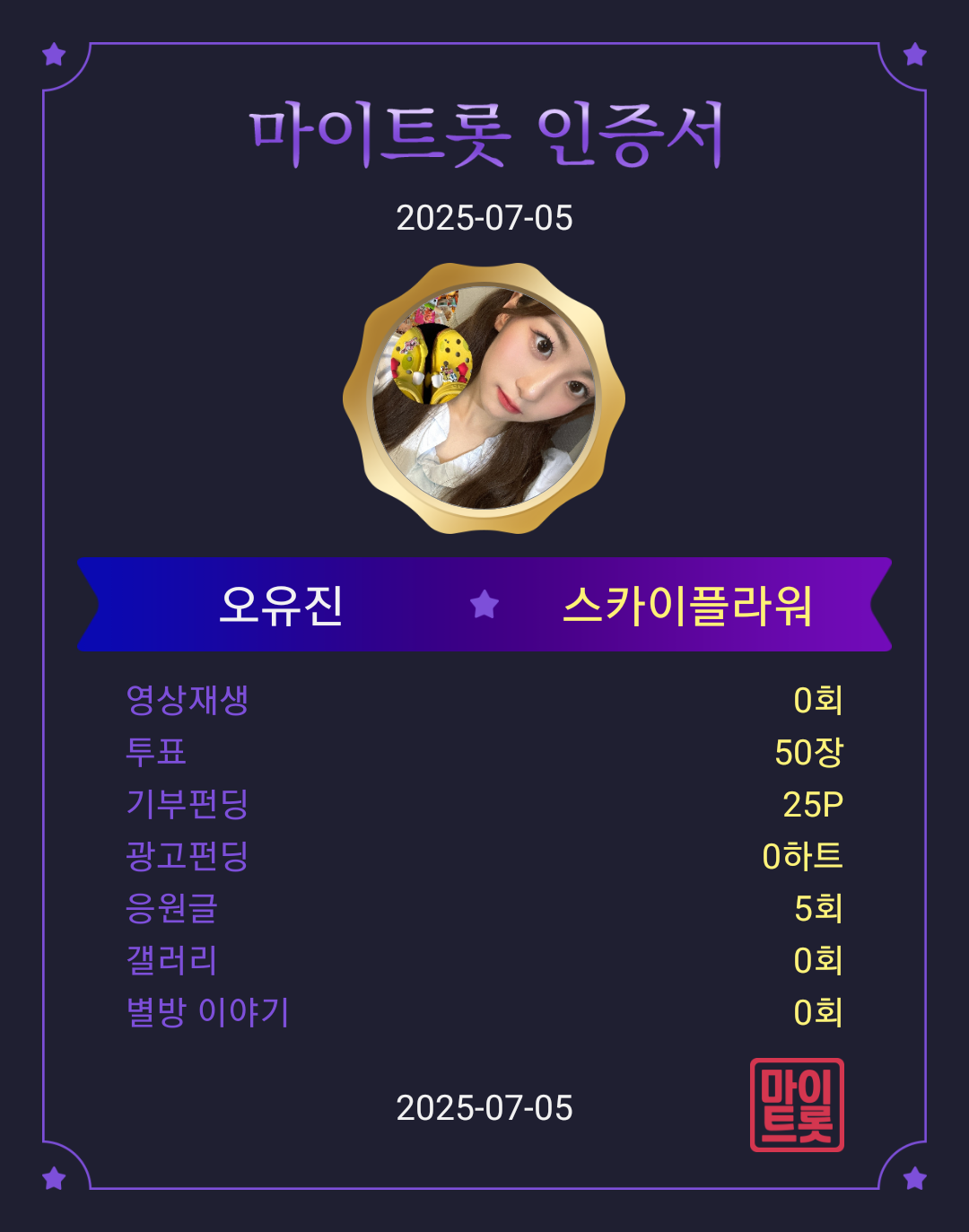 Recent activity shot of Oh Yujin