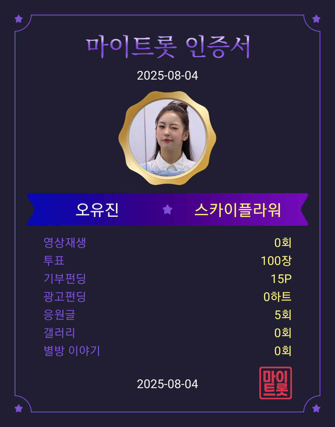 Recent activity shot of Oh Yujin