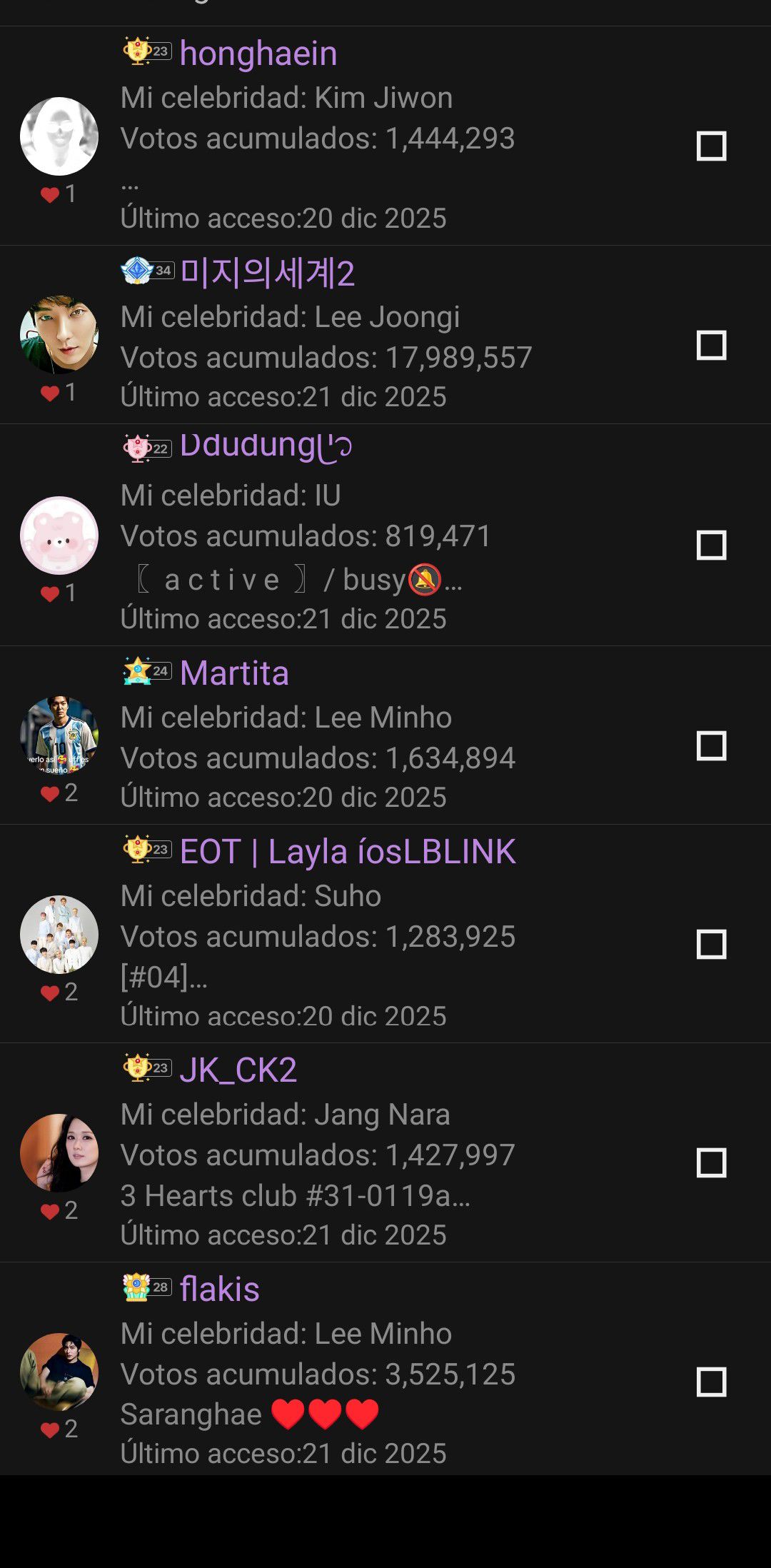 Recent activity shot of Board