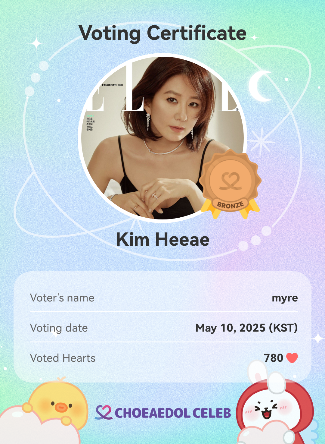 Recent activity shot of Kim Heeae