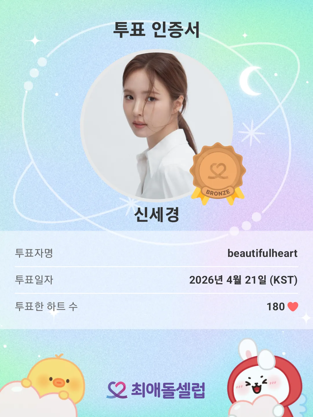 Recent activity shot of Shin Sekyung