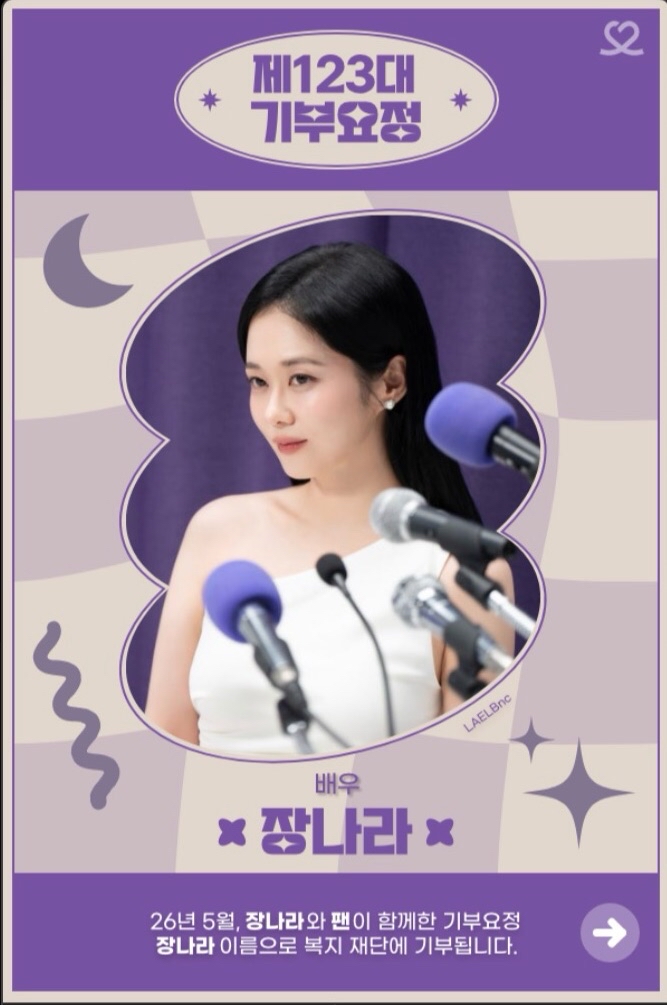 Recent activity shot of Jang Nara