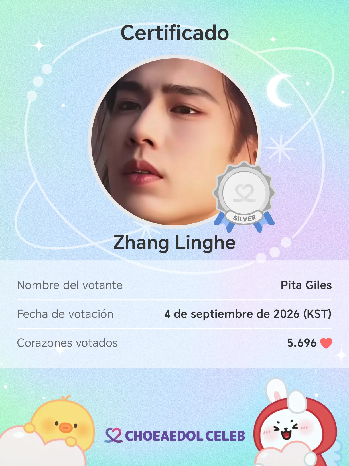 Recent activity shot of Zhang Linghe