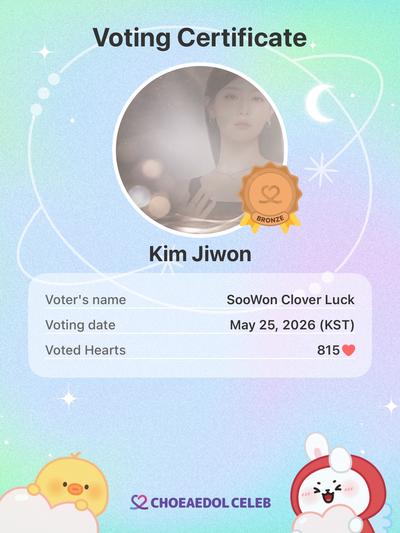 Recent activity shot of Kim Jiwon