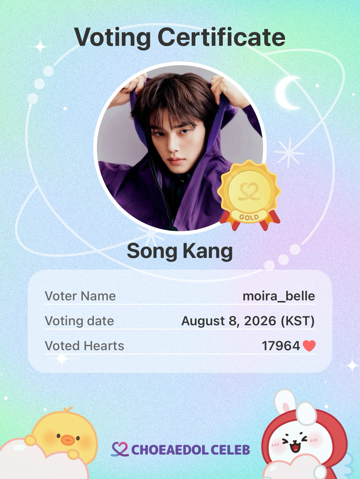 Recent activity shot of Song Kang