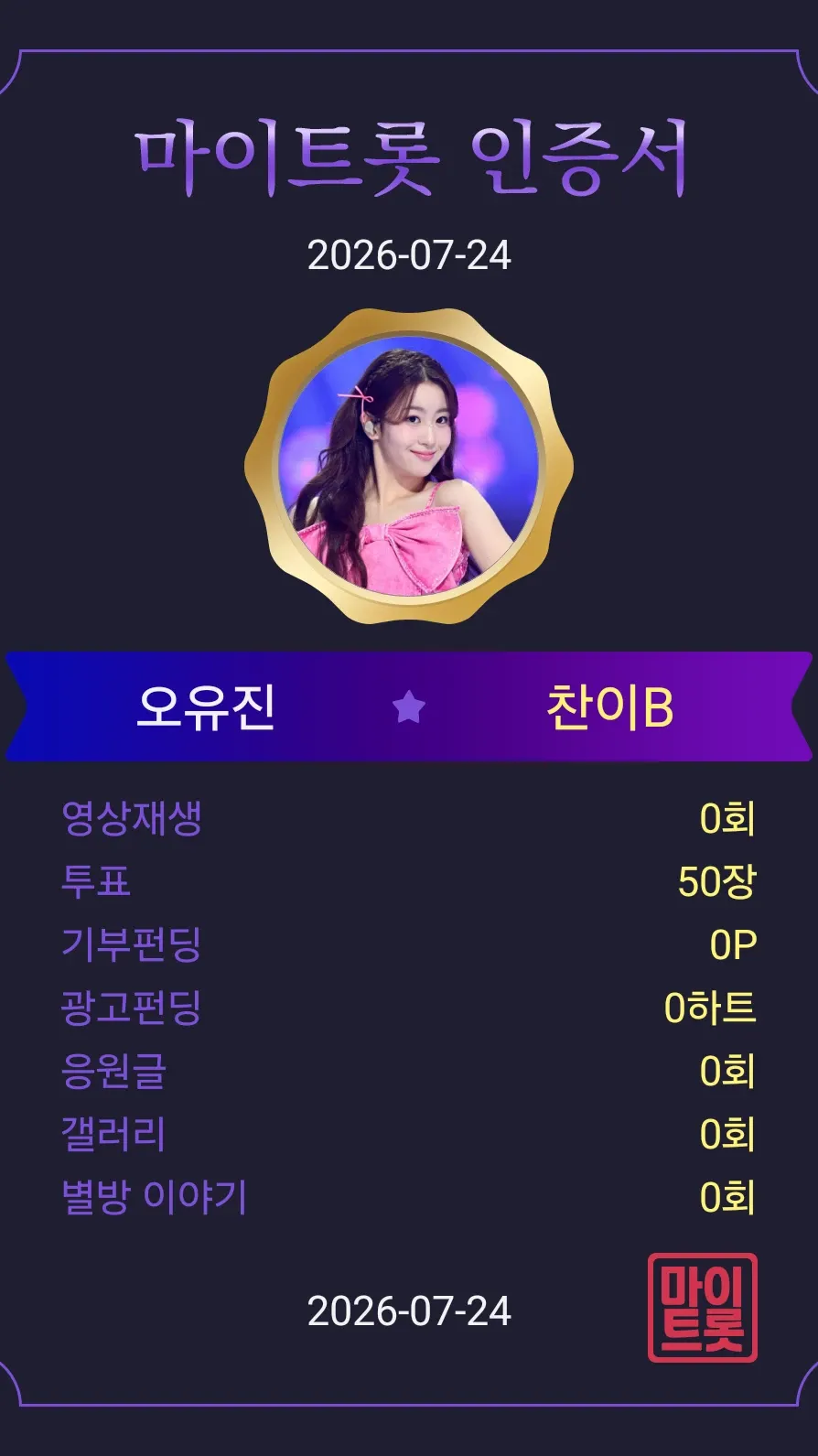 Recent activity shot of Oh Yujin