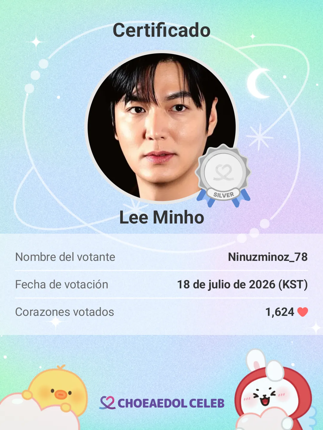 Recent activity shot of Lee Minho