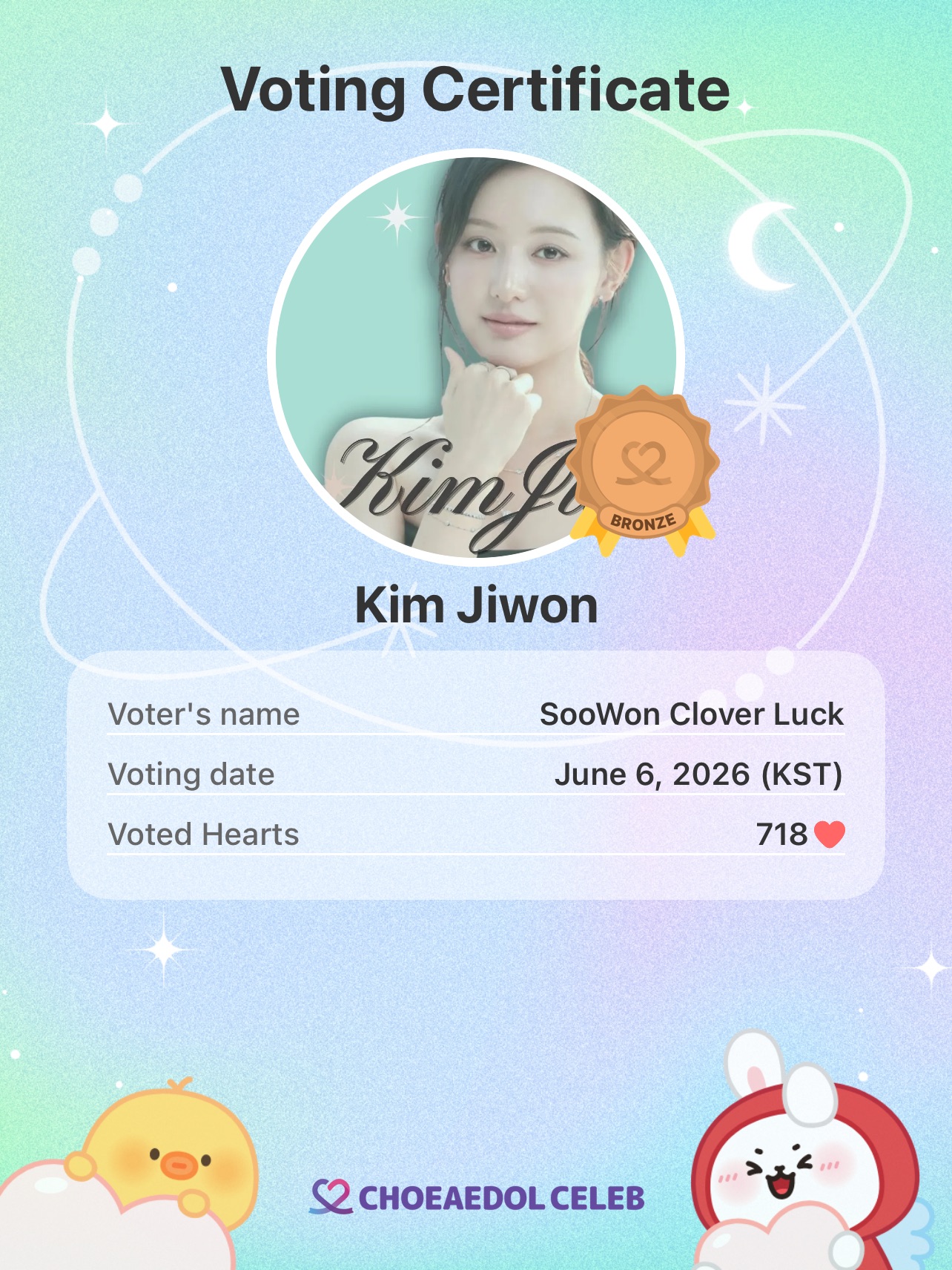 Recent activity shot of Kim Jiwon