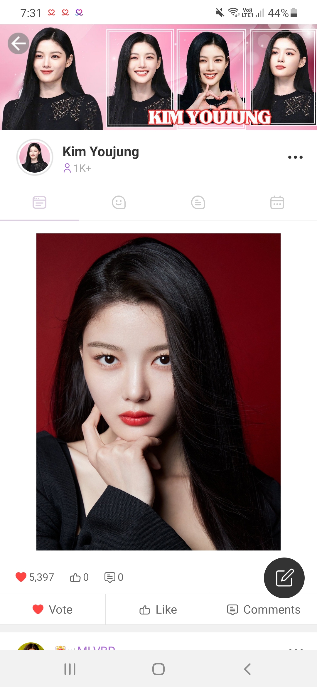 Behind-the-scenes cut of Kim Youjung