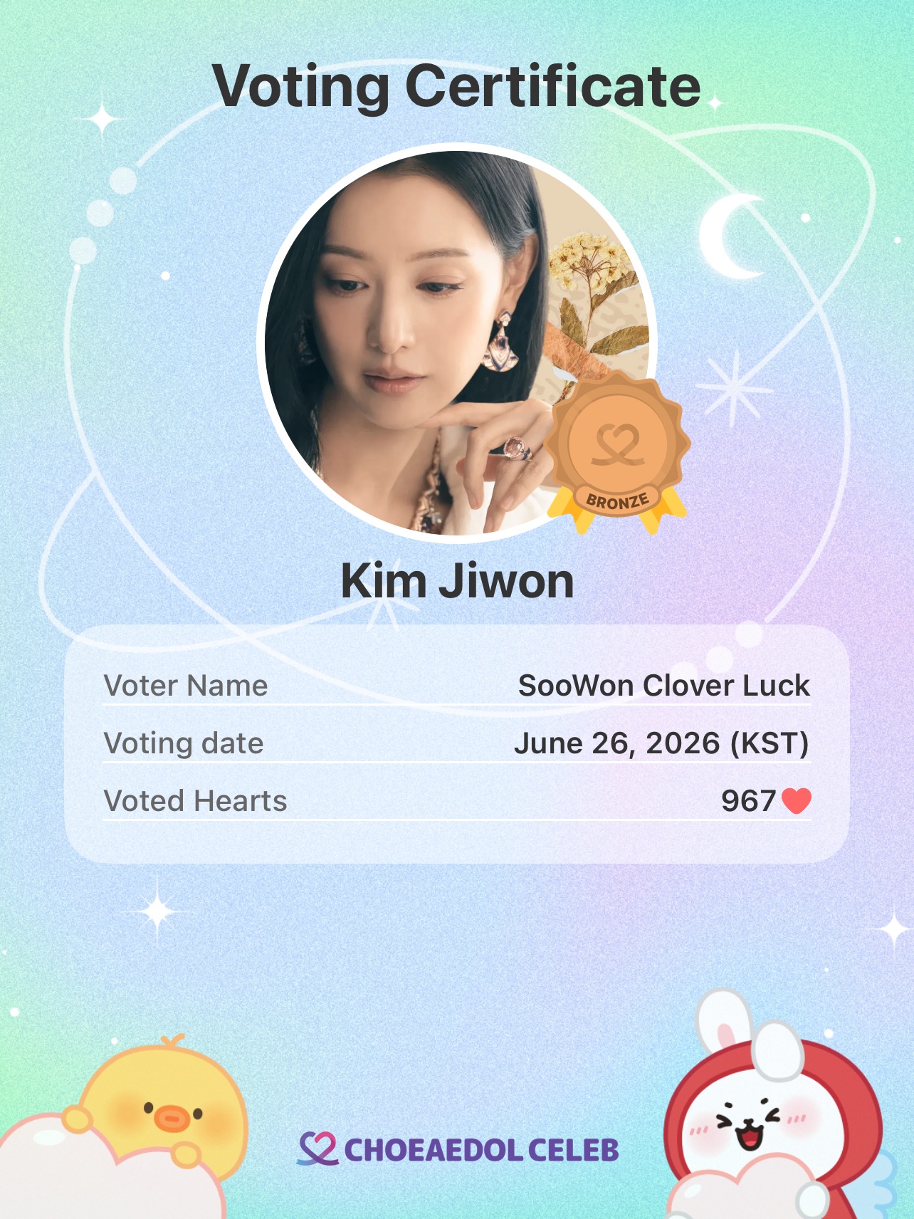Recent activity shot of Kim Jiwon