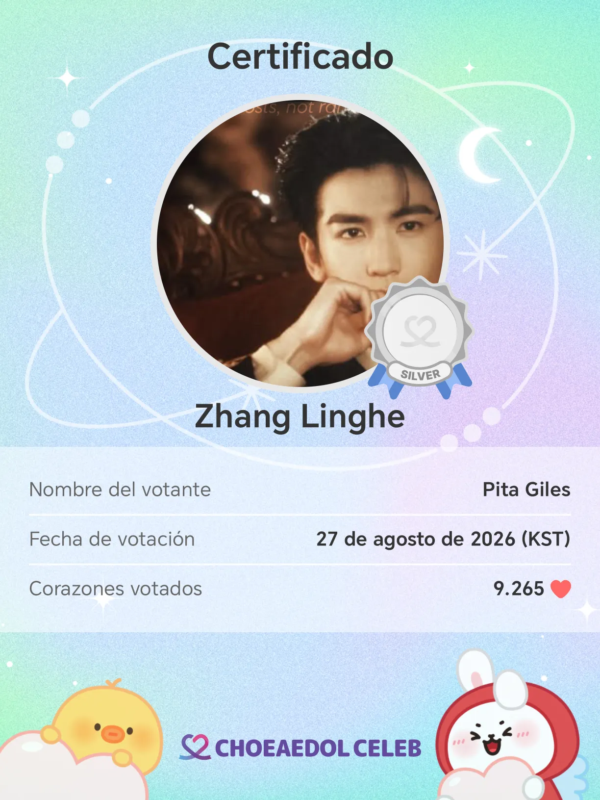 Recent activity shot of Zhang Linghe
