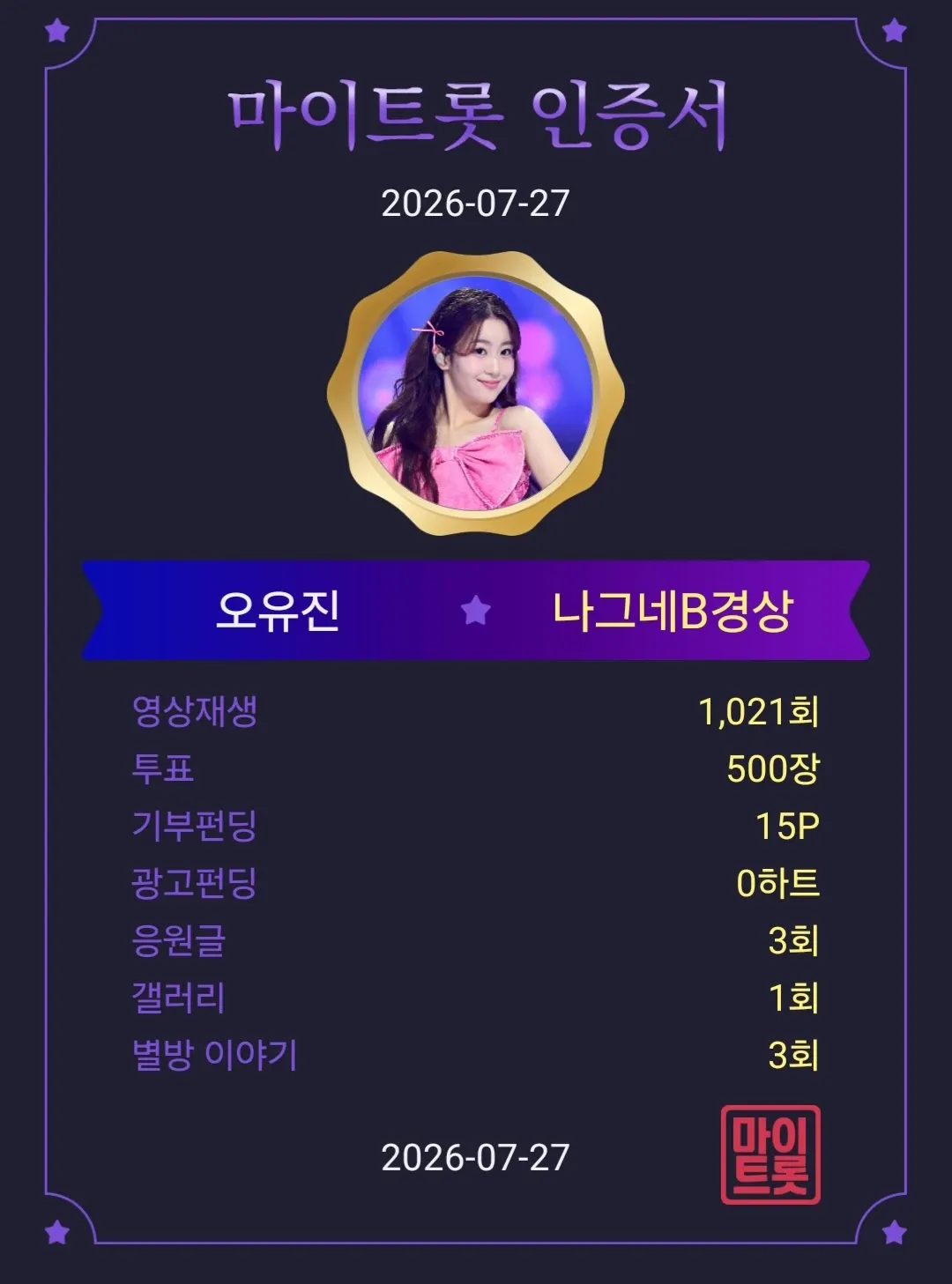 오유진의 비하인드 컷