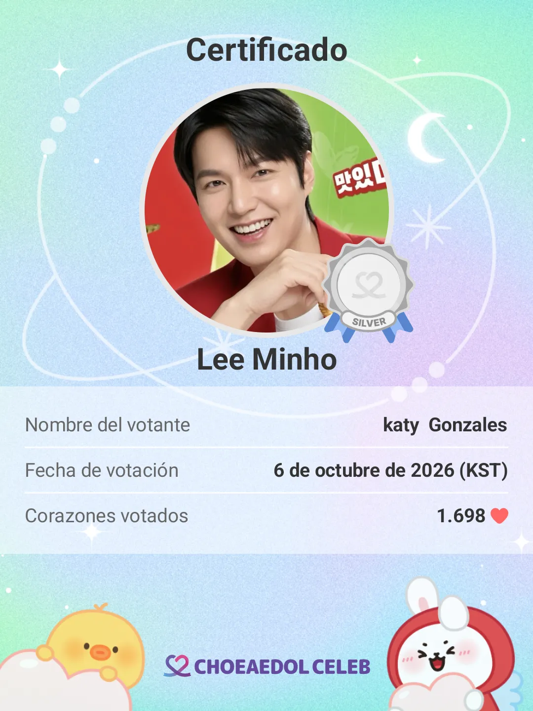 Recent activity shot of Lee Minho